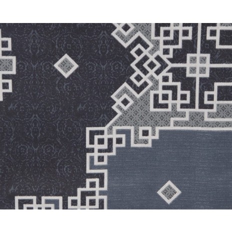 Lenjerie de pat geometric gri și alb din bumbac satinat TAC, model Loren, set complet