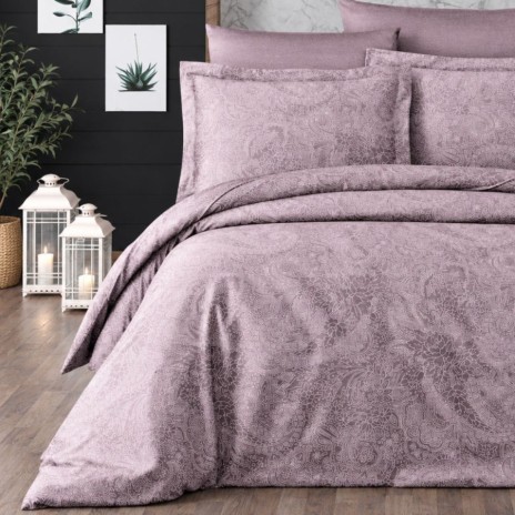 Lenjerie de pat First Choice Neva Lavender bumbac satinat 220 TC model paisley cu arabescuri lila