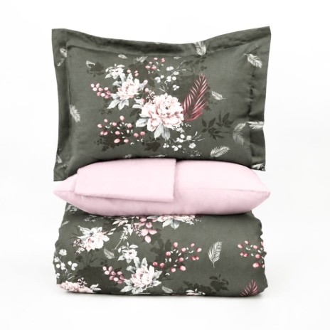 Lenjerie de pat First Choice Rovena Soil bumbac satinat 220 TC model geometric cu triunghiuri maro pe fond crem bej