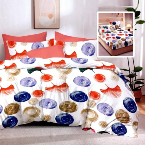 Lenjerie de pat din finet cu 6 piese, model cercuri colorate