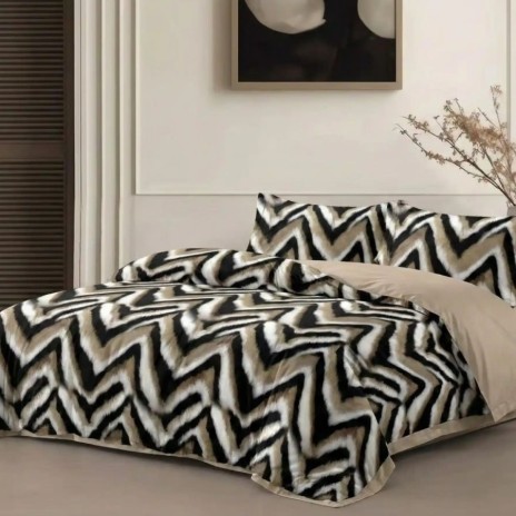 Lenjerie de pat cu elastic din fineti zig zag 6 piese