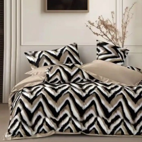 Lenjerie de pat cu elastic din fineti zig zag 6 piese
