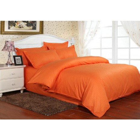 Lenjerie de pat damasc gros cu elastic ptr saltea de 160x200cm, culoarea Portocaliu