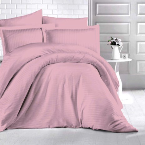 Lenjerie de pat damasc gros 1 persoana, culoarea Roz