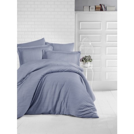 Lenjerie de pat cu elastic eleganta antracit din damasc pentru saltea de 140x200cm