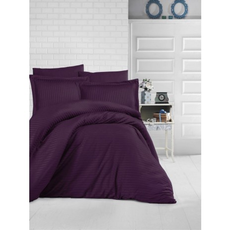 Lenjerie de pat damasc satinat culoarea violet