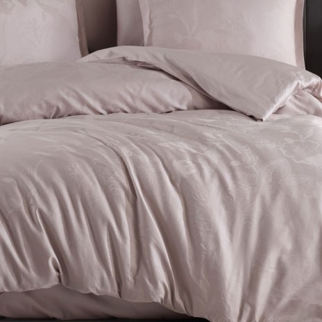 Lenjerie de pat de lux din jacquard satin, Clasy Home, model Yomra, în nuanta de roz pal