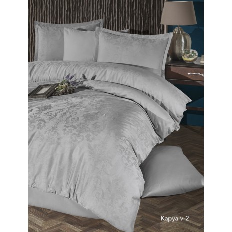 Lenjerie de pat de lux jacquard satin, Clasy Home, Kapya V2, Gri