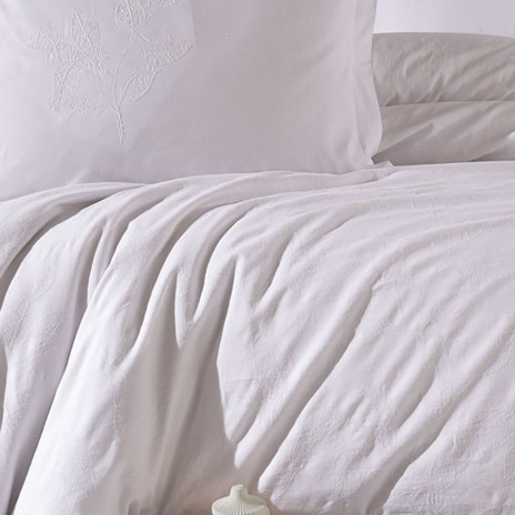 lenjerie de pat premium jacquard cu broderie alba Clasy Home Marlet V1
