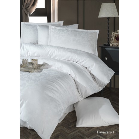 Lenjerie de pat de lux jacquard satin, Clasy Home, Payava v1 ekru