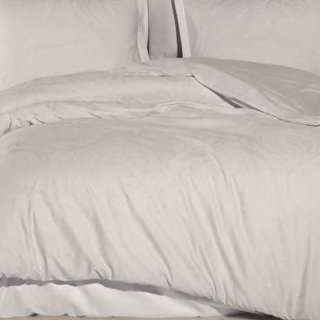 Lenjerie de pat de lux din jacquard satin, Clasy Home, model Tarva, în nuanta de crem