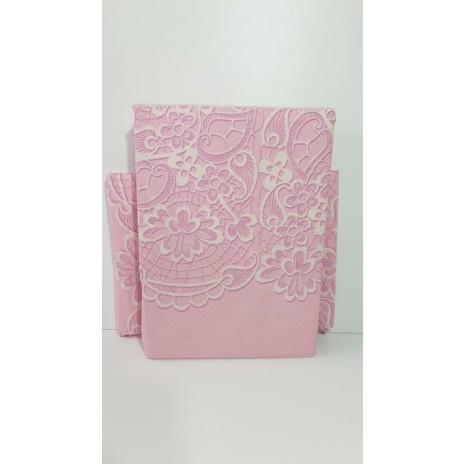 Lenjerie de pat dublu, 4 piese, bumbac 100% Dantel Pink