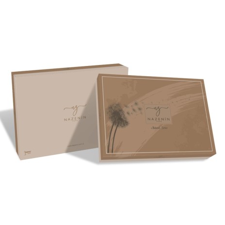 Lenjerie de pat model dungi roșii și bej pe fundal crem, pat dublu, din bumbac 100% natural, Nazenin Home Natural Red