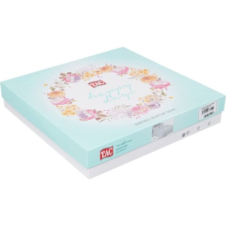 Lenjerie de pat dublu din bumbac 100% ranforce cu design floral roz pudră pe fundal alb