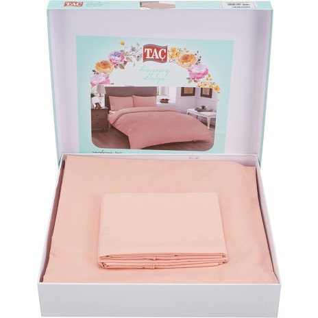Lenjerie de pat dublu bumbac 100% ranforce somon - Tac Basic