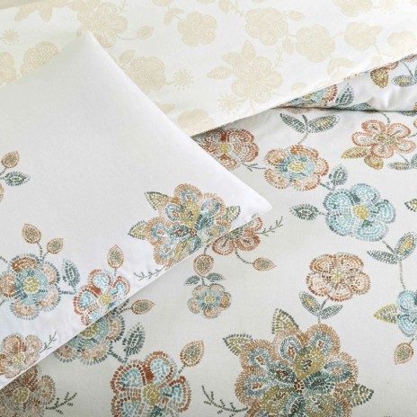 Lenjerie pat bumbac ranforce TAC Benica imprimeu floral pastel