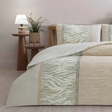 Lenjerie pat bumbac ranforce TAC Croin Vizon cu imprimeu abstract elegant