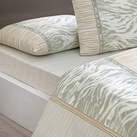 Lenjerie pat bumbac ranforce TAC Croin Vizon cu imprimeu abstract elegant