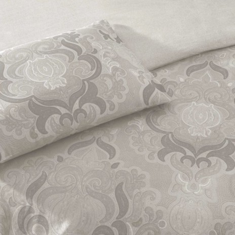 Lenjerie de pat TAC Norelia Gri din bumbac 100% ranforce cu imprimeu baroc elegant în tonuri de gri deschis