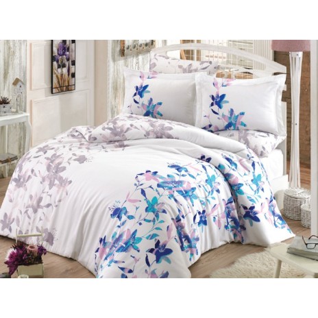 Lenjerie de pat dublu bumbac 100% satin de lux, Hobby Home, Lucia Turcoaz