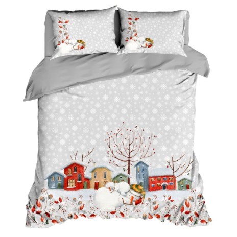 Lenjerie de pat dublu Craciun 3D, bumbac 100% ranforce, Sweet Home
