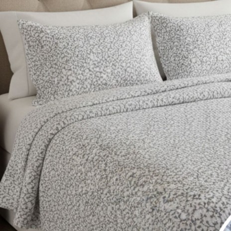 Lenjerie de pat dublu alba din bumbac 100% creponata cu model ramuri gri gri