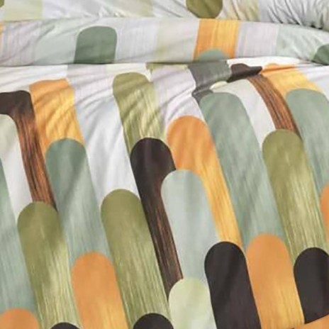 Lenjerie de pat dublu creponata cu elastic 180x200 cm din bumbac, model geometric, set 4 piese, cearceaf elastic.