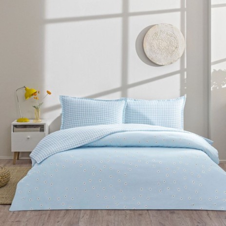 lenjerie pat dublu bumbac ranforce tac dorian albastru