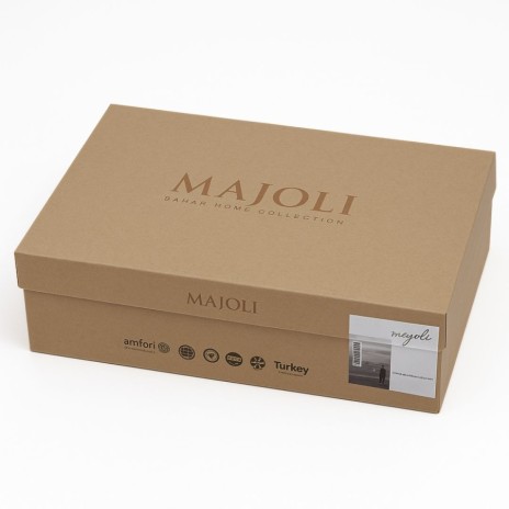 Lenjerie pat dublu cu broderie si fundite Apricity ecru bumbac 100% ranforce prespalat Bahar Tekstil