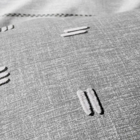 Lenjerie pat dublu bumbac 100% ranforce Patara Gri, cu broderie linii gri și verso în dungi gri,