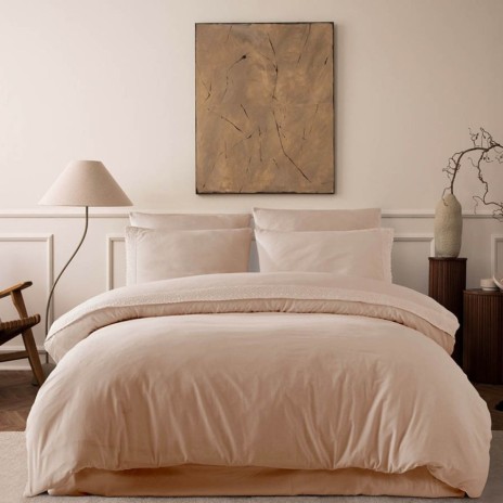 Lenjerie pat dublu cu dantela crosetata Lavinya Ballet roz pudrat bumbac 100% ranforce prespalat Bahar Tekstil