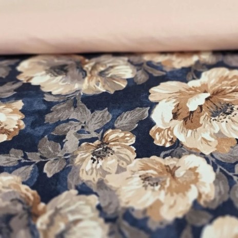 Lenjerie de pat dublu cu elastic Dark Magnolia Cotton Pro Pucioasa bumbac ranforce premium model floral cu magnolii