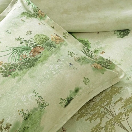 lenjerie de pat TAC Reborn Avora Verde cu elastic cu peisaj