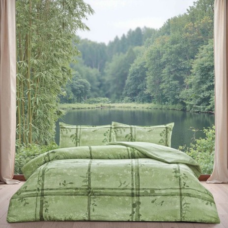 lenjerie de pat TAC Reborn Nerel Verde cu elastic
