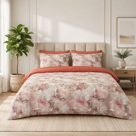 Lenjerie de pat dublu cu elastic Dusty Kilim Cotton Pro Pucioasa bumbac ranforce premium model abstract etno