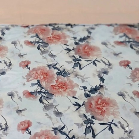 Lenjerie de pat dublu cu elastic Floral Whisper Cotton Pro Pucioasa bumbac ranforce premium model cu bujori