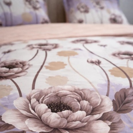 Lenjerie de pat dublu cu elastic Harvest Veil Cotton Pro Pucioasa bumbac ranforce premium model floral gri