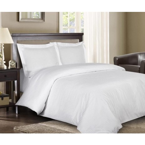 Set lenjerie pat alb damasc gros, Ralex Pucioasa, lux și confort