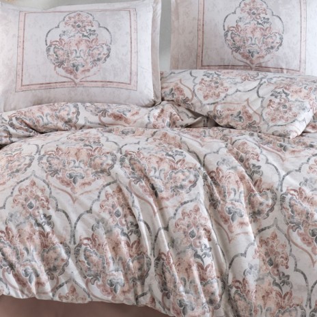 Lenjerie de pat dublu din bumbac 100% ranforce, model floral Hezen – model elegant, textură moale și rezistentă
