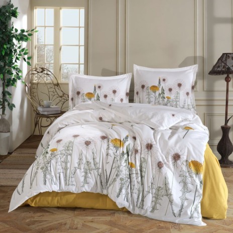 lenjerie pat dublu bumbac 100% ranforce Diba cu papadii 200x220