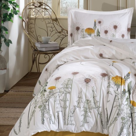lenjerie pat dublu bumbac 100% ranforce Diba cu papadii 200x220