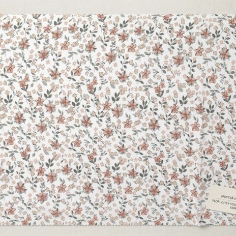 Lenjerie de pat dubla bumbac 100% satinat floricele roz piersiciu, 4 piese, fabricata in Romania