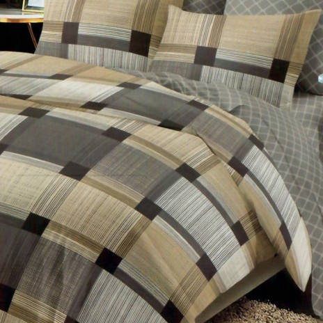 Set lenjerie de pat finet 6 piese cucarouri bej/gri, cearceaf pilota 200x220 cm
