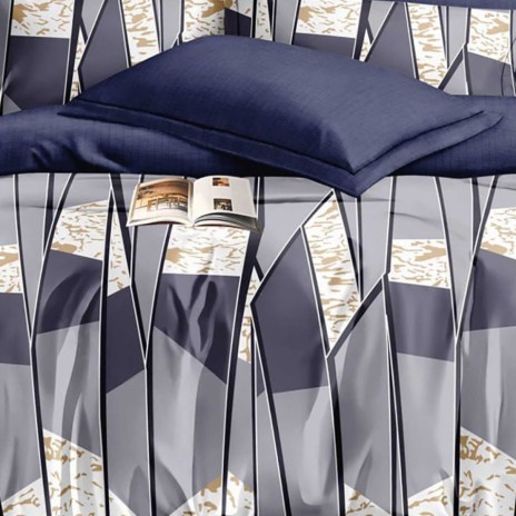 Lenjerie pat dublu finet 6 piese, model geometric M530