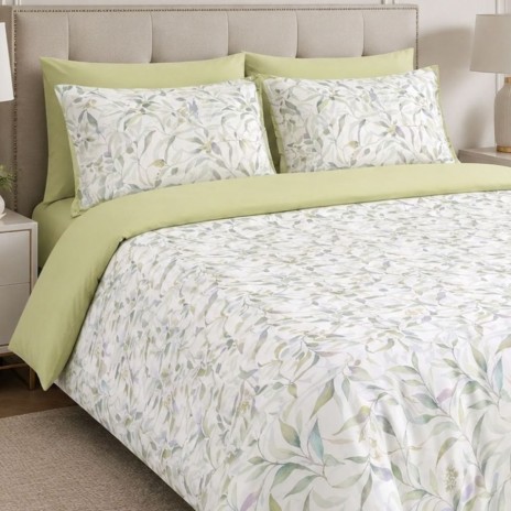 Lenjerie de pat dublu Safe Sage Cotton Pro Pucioasa bumbac ranforce premium model cu frunze