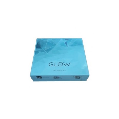 Lenjerie de pat Tac din bumbac satinat fosforescent, 6 piese, alb și albastru, cu design floral elegant și modern
