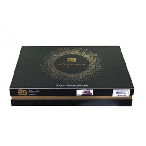 Lenjerie de pat satin de lux Vella cu flori bordo și gri pe fundal crem, set de 6 piese
