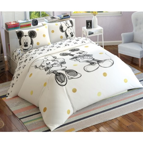 Lenjerie de pat dublu Tac Disney Minnie & Mickey Glitter