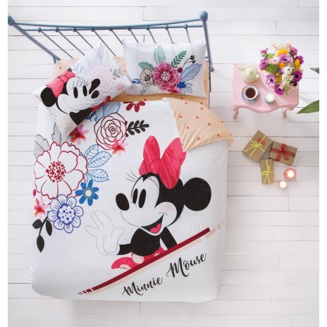 Lenjerie de pat dublu Tac Disney Minnie & Mickey Watercolor