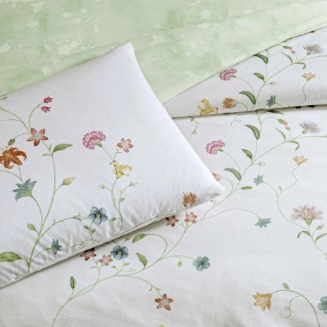 Lenjerie pat dublu bumbac ranforce, TAC Lorinda, model floral cu crini si garoafe